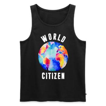 Graphique World Citizen - Débardeur bio Premium Homme - noir - Devant - AI Model Male 178 light (178cm)