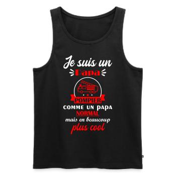papa cool pompier,cadeau fête des pères - Débardeur bio Premium Homme - noir - Devant - Michal (187cm)