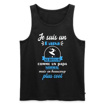papa cool surfeur, cadeau fête des pères - Débardeur bio Premium Homme - noir - Devant - AI Model Male 178 light (178cm)