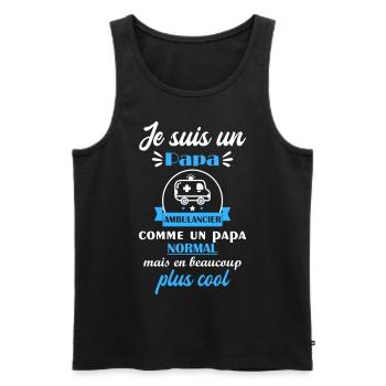 papa cool ambulancier, cadeau fête des pères - Débardeur bio Premium Homme - noir - Devant - Michal (187cm)