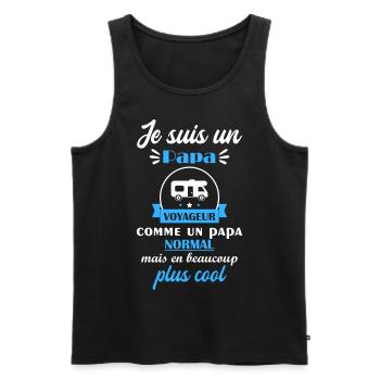 papa cool voyageur, cadeau fête des pères - Débardeur bio Premium Homme - noir - Devant - Michal (187cm)