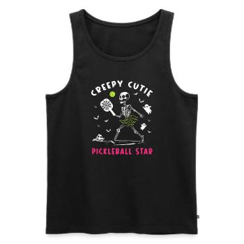 Gruselige Cutie Pickleball Skelett Halloween Frauen - Männer Premium Bio Tank Top - Schwarz - Vorne - AI Model Male 178 light (178cm)