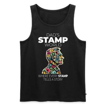 Vintage Postage Stamps Collecting Dad Collectors - Men's Premium Organic Tank Top - black - Front - AI Model Male 178 light (178cm)