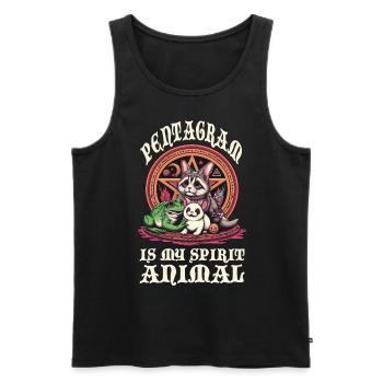 Satan ist mein Geisttier Pentagramm Lustige Tiere - Männer Premium Bio Tank Top - Schwarz - Vorne - Michal (187cm)
