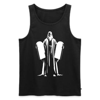 Moses mit den 10 Geboten - Bibel Fan Design - Männer Premium Bio Tank Top - Schwarz - Vorne - AI Model Male 178 light (178cm)