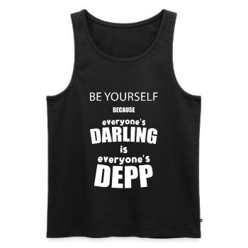 Everyones Darling is everyones Depp. Motivation - Men's Premium Organic Tank Top - black - Front - AI Model Male 178 light (178cm)
