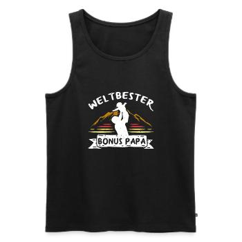Weltbester Bonus Papa - Männer Premium Bio Tank Top - Schwarz - Vorne - Michal (187cm)