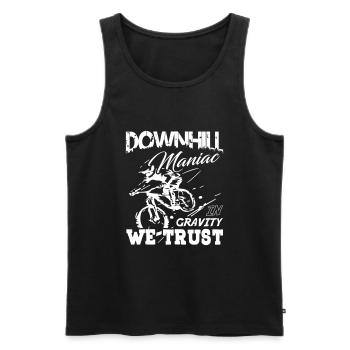 Downhill Maniac in Gravity We Trust - Men's Premium Organic Tank Top - black - Front - Michal (187cm)