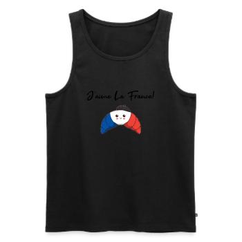 J’aime La France Croissant Idée cadeau Frenkreich - Débardeur bio Premium Homme - noir - Devant - AI Model Male 178 light (178cm)