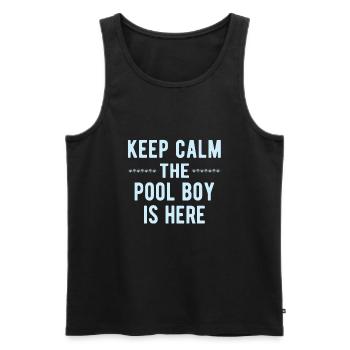 Pool Boy: Gardez votre calme - Débardeur bio Premium Homme - noir - Devant - AI Model Male 178 light (178cm)