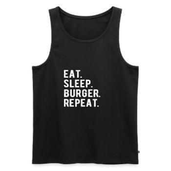 HAMBURGER eat,sleep,burger,repeat - Männer Premium Bio Tank Top - Schwarz - Vorne - Michal (187cm)