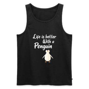 Cadeau de pingouin pingouin: la vie est meilleure avec un - Débardeur bio Premium Homme - noir - Devant - Michal (187cm)