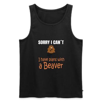 BEAVER BIEBER : Plans with a Beaver - Männer Premium Bio Tank Top - Schwarz - Vorne - Michal (187cm)