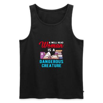 READING/BOOK READER/LITERATURE:Well Read Woman - Männer Premium Bio Tank Top - Schwarz - Vorne - Michal (187cm)