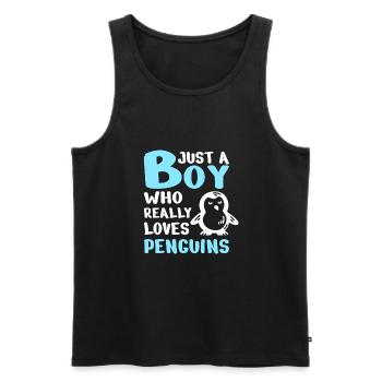 Cadeau des pingouins Amoureux des pingouins Animal mignon juste un garçon - Débardeur bio Premium Homme - noir - Devant - Michal (187cm)