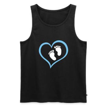 Baby Boy Footprint with Heart - Men's Premium Organic Tank Top - black - Front - Michal (187cm)