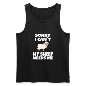 MOUTONS / ANIMAUX: Mes moutons ont besoin de moi - Débardeur bio Premium Homme - noir - Devant - AI Model Male 178 light (178cm)