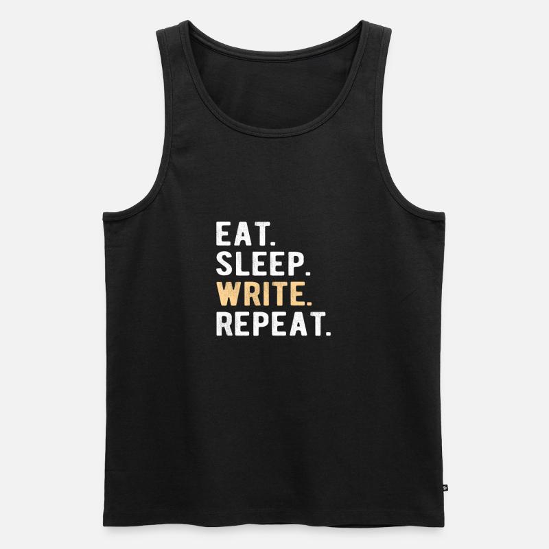 Writing/Writer : eat,sleep,write,repeat - Men's Premium Organic Tank Top - black