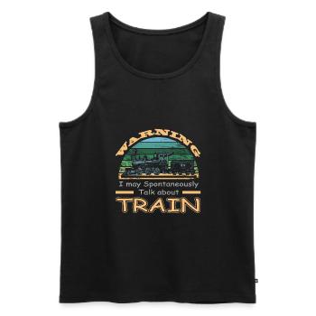Train/Train/Locomotive talk about Trains - Débardeur bio Premium Homme - noir - Devant - AI Model Male 178 light (178cm)