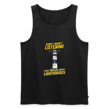 Lighthouse Seaside thinking about lighthouses - Débardeur bio Premium Homme - noir - Devant - AI Model Male 178 light (178cm)