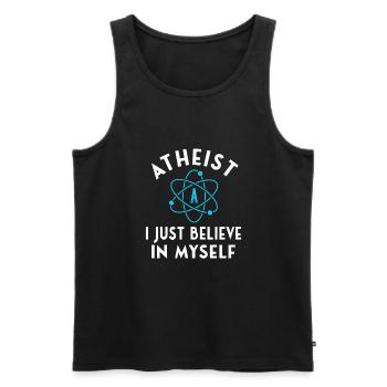 ATHEISM ATHEIST : I believe in myself - Débardeur bio Premium Homme - noir - Devant - AI Model Male 178 light (178cm)
