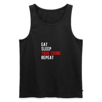 TRUE CRIME: eat,sleep,true crime,repeat - Débardeur bio Premium Homme - noir - Devant - Michal (187cm)