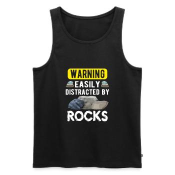 GEOLOGY GEOLOGIST GIFT:warning distracted by Rocks - Men's Premium Organic Tank Top - black - Front - AI Model Male 178 light (178cm)