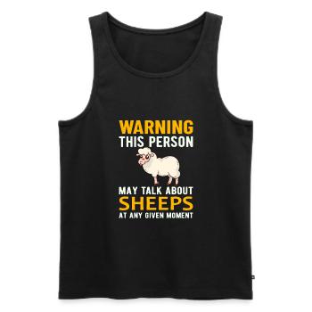 SHEEP FARMER BARN warning talk about sheeps - Männer Premium Bio Tank Top - Schwarz - Vorne - Michal (187cm)