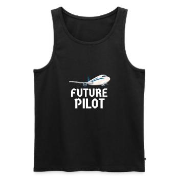 Pilote Aviation Avion Ligne Futurs Pilotes - Débardeur bio Premium Homme - noir - Devant - Michal (187cm)