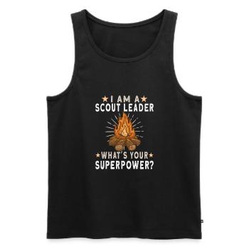 Scout Camping Outdoor Campfire Hiking Backpacking - Men's Premium Organic Tank Top - black - Front - AI Model Male 178 light (178cm)