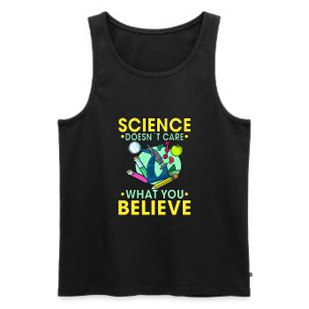 La science ne se soucie pas de ce que vous croyez Idée cadeau - Débardeur bio Premium Homme - noir - Devant - AI Model Male 178 light (178cm)