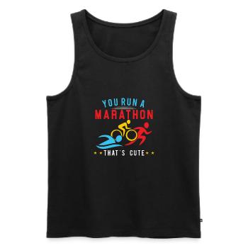 Triathlon Swim Bike Run Triathlet Sport Geschenk - Männer Premium Bio Tank Top - Schwarz - Vorne - Michal (187cm)