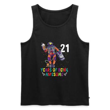 21e anniversaire Astronaute Astronomie Système solaire - Débardeur bio Premium Homme - noir - Devant - Michal (187cm)