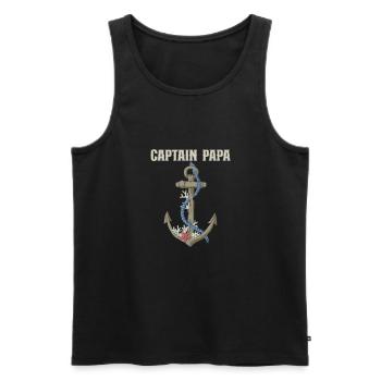 Bateau Papa Capitaine de bateau Ponton Marin Croisière - Débardeur bio Premium Homme - noir - Devant - Michal (187cm)