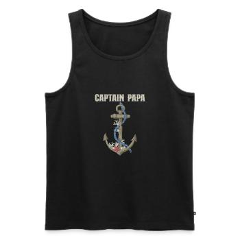 Bateau Papa Capitaine de bateau Ponton Marin Croisière - Débardeur bio Premium Homme - noir - Devant - Michal (187cm)