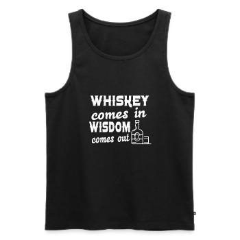 Whiskey goes in Wisdom goes out for Whiskey Fans - Men's Premium Organic Tank Top - black - Front - AI Model Male 178 light (178cm)