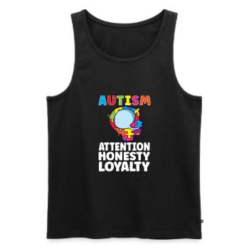 Sensibilisation à l’autisme Maladie autistique Poison autistique - Débardeur bio Premium Homme - noir - Devant - AI Model Male 178 light (178cm)