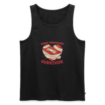 Cadeau de survivant de chirurgie cardiaque à cœur ouvert - Débardeur bio Premium Homme - noir - Devant - Michal (187cm)
