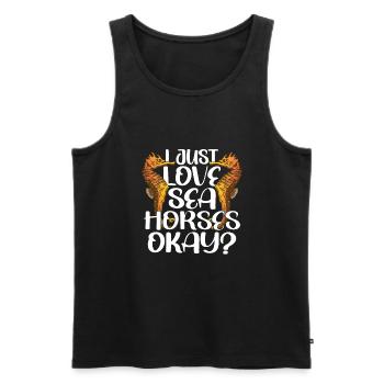 Funny Seahorse Mermaid Fish Water Ocean - Männer Premium Bio Tank Top - Schwarz - Vorne - Michal (187cm)