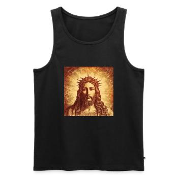 Jésus - Débardeur bio Premium Homme - noir - Devant - AI Model Male 178 light (178cm)