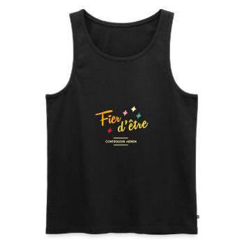 PROUD TO BE AN AIR CONTROLLER - Men's Premium Organic Tank Top - black - Front - AI Model Male 178 light (178cm)