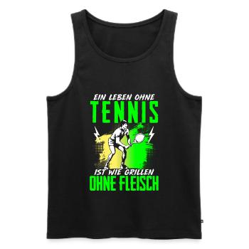 Leben Ohne Tennis Grillen Ohne Fleisch - Männer Premium Bio Tank Top - Schwarz - Vorne - AI Model Male 178 light (178cm)