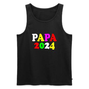 Papa 2024 - Débardeur bio Premium Homme - noir - Devant - AI Model Male 178 light (178cm)