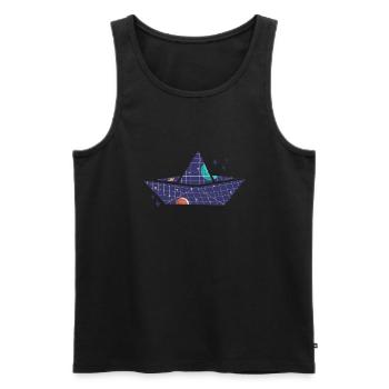 Space paper ship - Men's Premium Organic Tank Top - black - Front - AI Model Male 178 light (178cm)