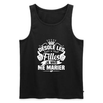 Désolé les filles je vais me marier - Débardeur bio Premium Homme - noir - Devant - Michal (187cm)