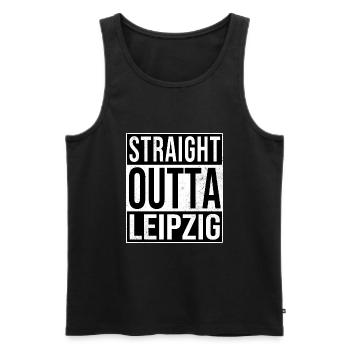 Straight Outta Leipzig - Männer Premium Bio Tank Top - Schwarz - Vorne - Michal (187cm)
