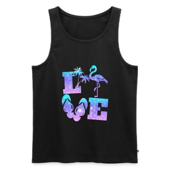 Flamant rose d’amour - Débardeur bio Premium Homme - noir - Devant - Michal (187cm)