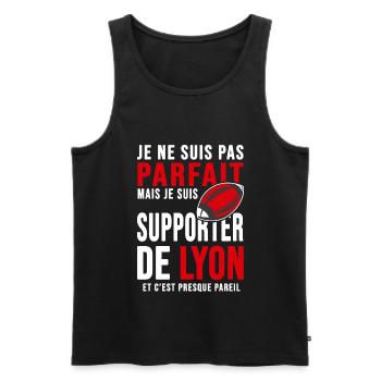 supporter rugby stade Lyon club humour rugby lou - Débardeur bio Premium Homme - noir - Devant - Michal (187cm)