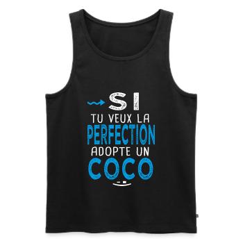la perfection adopte un Coco Cadeau Corentin - Débardeur bio Premium Homme - noir - Devant - AI Model Male 178 light (178cm)