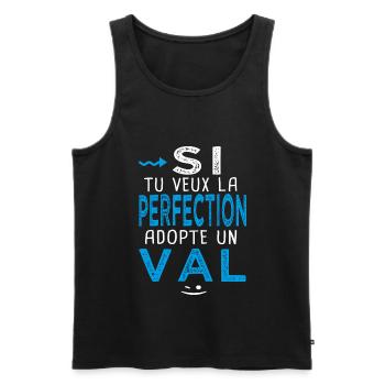 perfection adopte un Val Cadeau Valerian Valentin - Débardeur bio Premium Homme - noir - Devant - Michal (187cm)